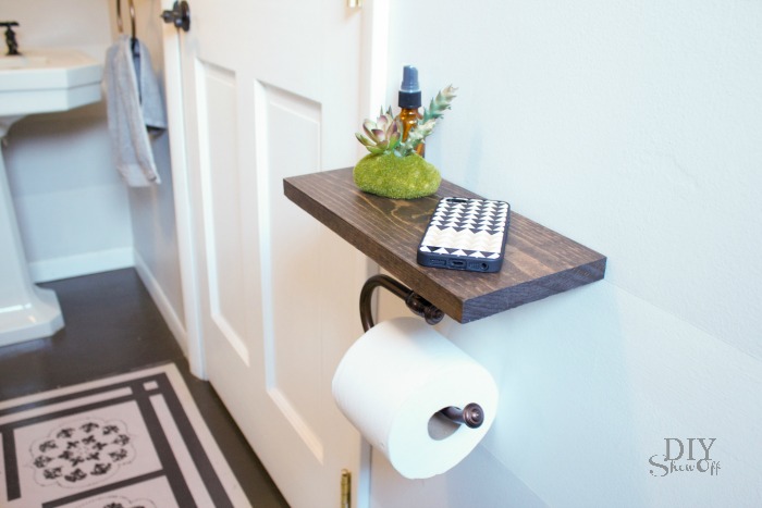 DIY Toilet Paper Holder with Shelf