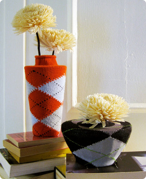 DIY Argyle Sock Vases