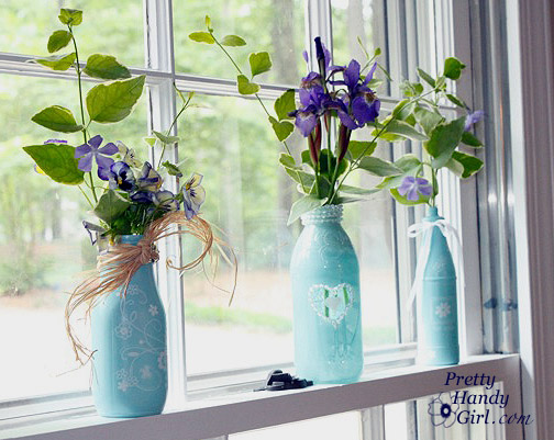 DIY Spray Painted Glass Jars and Bottles