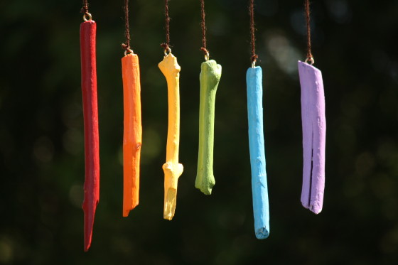 Homemade Wind Chimes from Painted Sticks